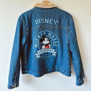VINTAGE Y2K Mickey Faux Fir Denim Jacket